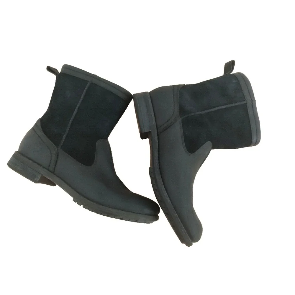 UGG Men's Black Lerette Waterproof Suede Leather Boots Size US‎ 9.5